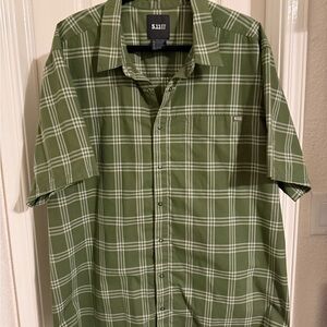 5.11 Tactical Men's Olive Plaid Snap Placket Shirt